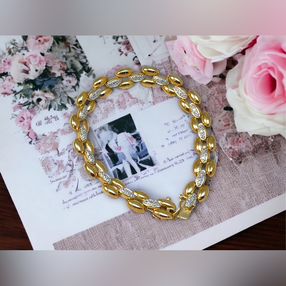 Sterling silver gold plt illusion link bracelet